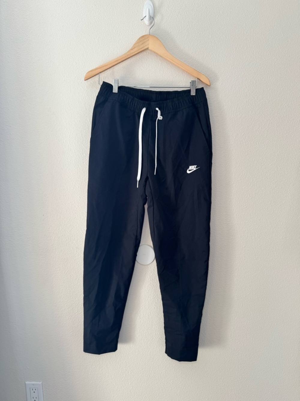 Nike Black Jogger Pants with White Drawstring